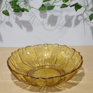 Vintage Anchor Hocking Honey Gold Serving Bowl Country Estate Sunflower Dish